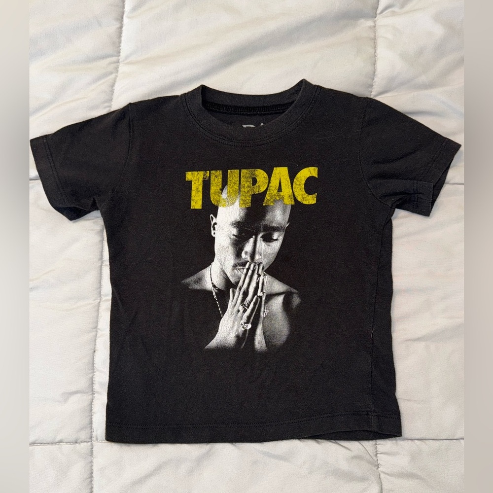 Tupac Kids Black Graphic T-Shirt